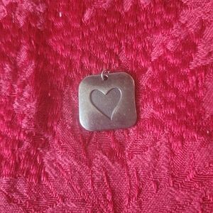 Silver Tone Square Heart Pendant